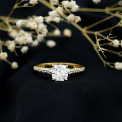 8 MM Cushion Moissanite Cathedral Engagement Ring