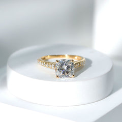 8 MM Cushion Moissanite Cathedral Engagement Ring