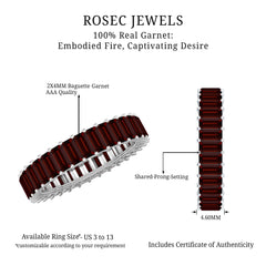 Certified Natural Baguette Garnet Eternity Band Ring