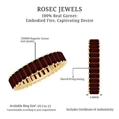 Certified Natural Baguette Garnet Eternity Band Ring