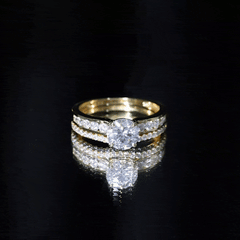 Certified 8 MM Moissanite Engagement Ring with Wedding Band