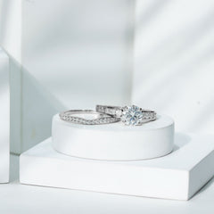 Certified 2 Carat Moissanite Engagement Ring with Wedding Band