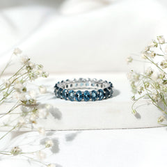 Oval Cut London Blue Topaz Full Eternity Band