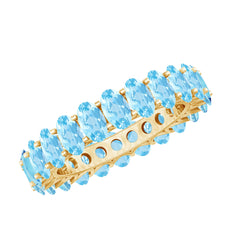 Oval Cut Aquamarine Eternity Wedding Band