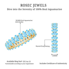 Oval Cut Aquamarine Eternity Wedding Band