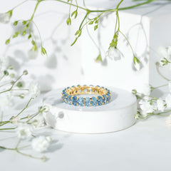 Oval Cut Aquamarine Eternity Wedding Band