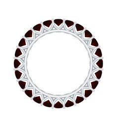 Certified Real Oval Garnet Eternity Ring for Anniversary