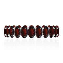 Certified Real Oval Garnet Eternity Ring for Anniversary