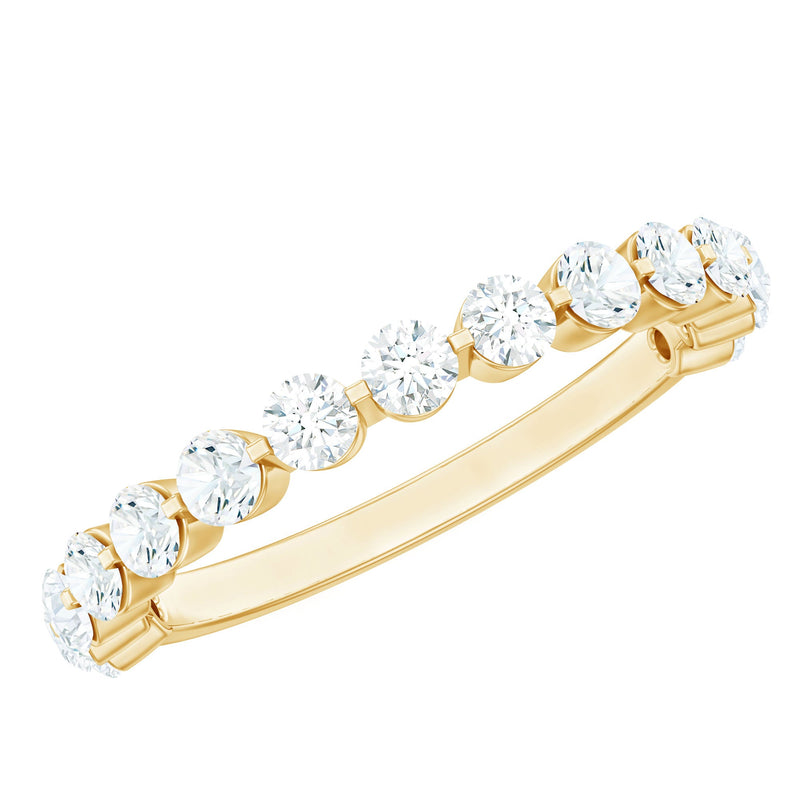 Round Shape Floating Diamond Half Eternity Ring