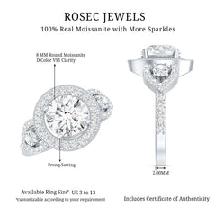 Vintage Style Moissanite Halo Engagement Ring