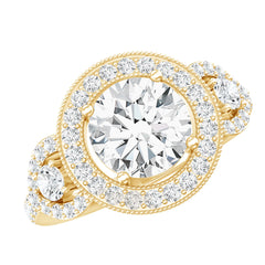 Vintage Style Moissanite Halo Engagement Ring