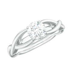 Certified Zircon Solitaire Ring with Crossover Shank