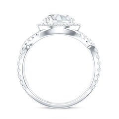 Round Moissanite Crossover Engagement Ring for Women