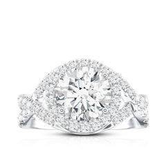 Round Moissanite Crossover Engagement Ring for Women