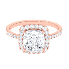 8 MM Cushion Cut Moissanite Halo Engagement Ring for Women