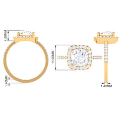 8 MM Cushion Cut Moissanite Halo Engagement Ring for Women