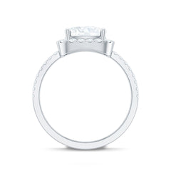 8 MM Cushion Cut Moissanite Halo Engagement Ring for Women