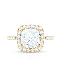 8 MM Cushion Cut Moissanite Halo Engagement Ring for Women