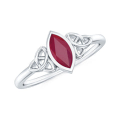 Natural Marquise Ruby Promise Ring with Celtic Knot