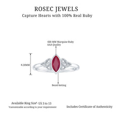 Natural Marquise Ruby Promise Ring with Celtic Knot