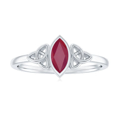 Natural Marquise Ruby Promise Ring with Celtic Knot