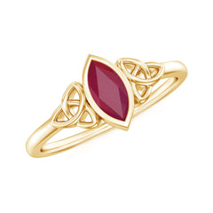 Natural Marquise Ruby Promise Ring with Celtic Knot