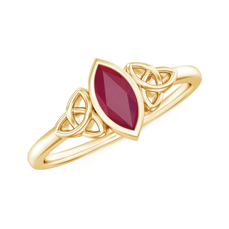 Natural Marquise Ruby Promise Ring with Celtic Knot