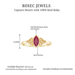 Natural Marquise Ruby Promise Ring with Celtic Knot