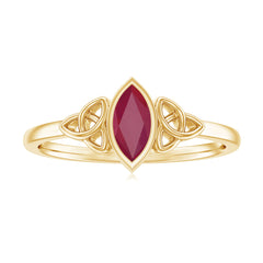 Natural Marquise Ruby Promise Ring with Celtic Knot