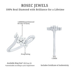 Round Cut Diamond Floral Promise Ring