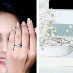 Oval Cut Solitaire Moissanite Bridal Ring Set