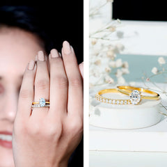 Oval Cut Solitaire Moissanite Bridal Ring Set