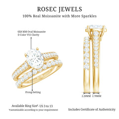 Certified Moissanite Oval Engagement Ring Set