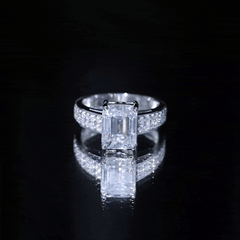 Emerald Cut Moissanite Big Engagement Ring