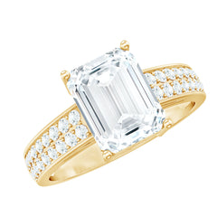 Emerald Cut Moissanite Big Engagement Ring