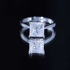 Princess Cut 3 Carat Moissanite Solitaire Engagement Ring