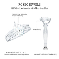 Solitaire Moissanite Pear Shaped Engagement Ring