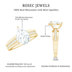 Solitaire Moissanite Pear Shaped Engagement Ring