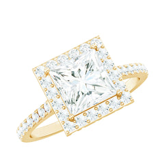 3 CT Princess Cut Moissanite Halo Engagement Ring