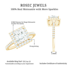 3 CT Princess Cut Moissanite Halo Engagement Ring