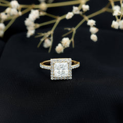 3 CT Princess Cut Moissanite Halo Engagement Ring
