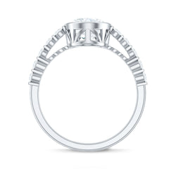 Bezel Set Moissanite Oval Engagement Ring with Side Stones