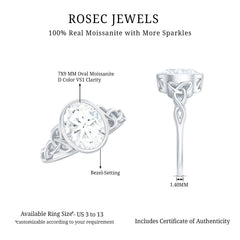 Solitaire Moissanite Celtic Engagement Ring in Bezel Setting
