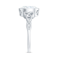 Solitaire Moissanite Celtic Engagement Ring in Bezel Setting