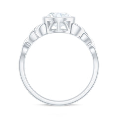 Solitaire Moissanite Celtic Engagement Ring in Bezel Setting