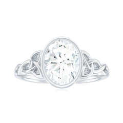 Solitaire Moissanite Celtic Engagement Ring in Bezel Setting