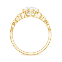 Solitaire Moissanite Celtic Engagement Ring in Bezel Setting