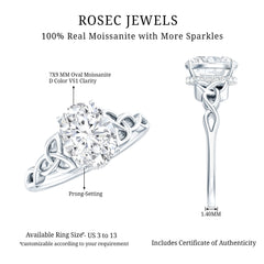 Certified 2 Carat Moissanite Hidden Halo Engagement Ring with Celtic Knot
