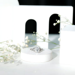 Certified 2 Carat Moissanite Hidden Halo Engagement Ring with Celtic Knot