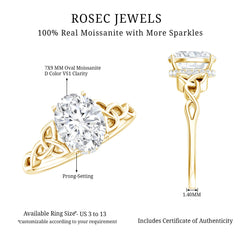 Certified 7X9MM Oval Moissanite Hidden Halo Engagement Ring